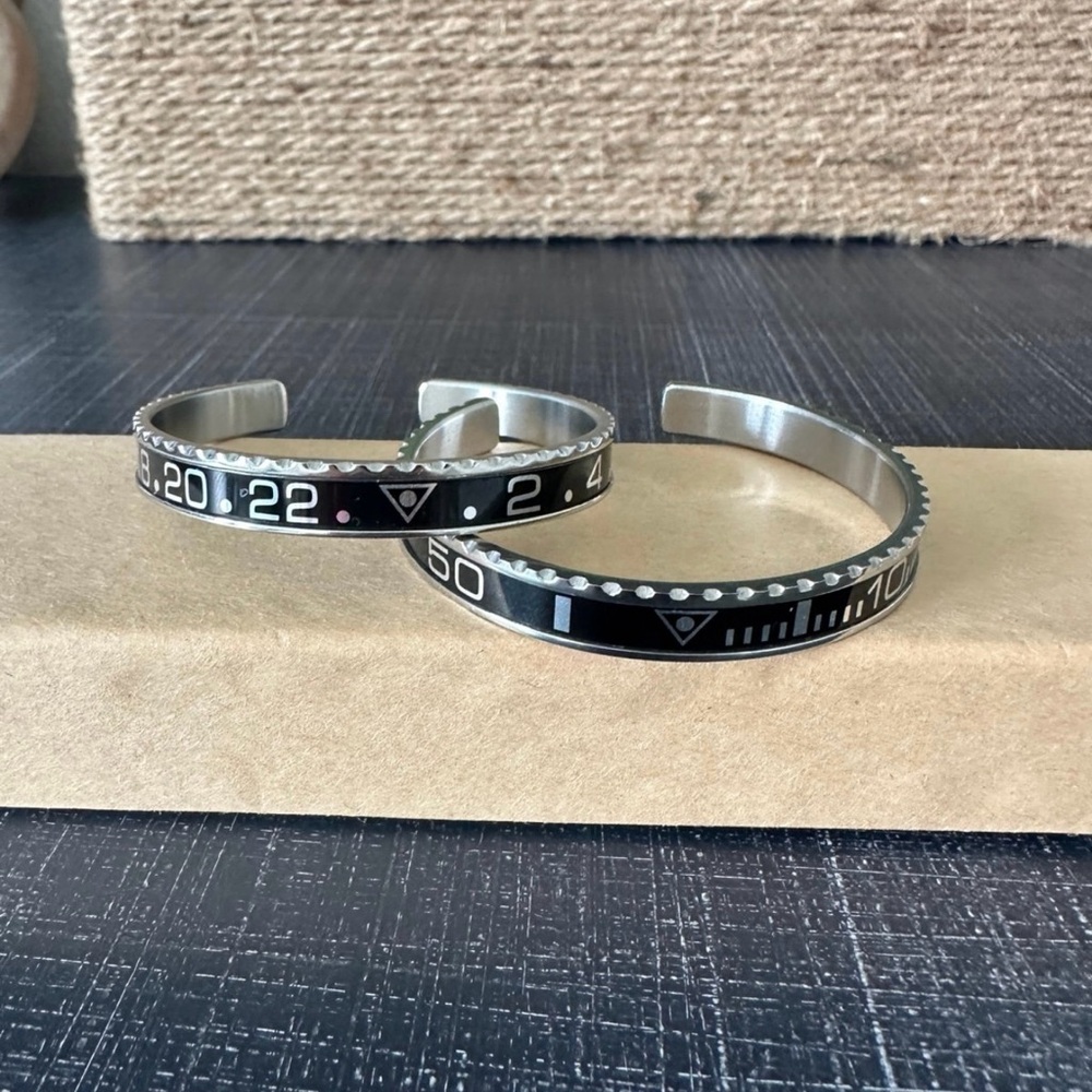 Stainless Steel Watch Bezel‎ Bracelets  (Set of 2)